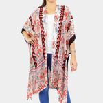 Цветочный кимоно-пончо TRUEDAMES, розовый - фото