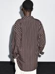 Свободная полосатая рубашка Massimo Dutti, коричневый - фото 3