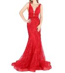 Длинное платье русалка в красном Mac Duggal - фото