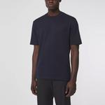 Футболка Burberry с вышитым логотипом на груди, угольно-синяя - фото 3