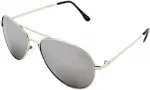 Очки Silver Frame Mirror Lens Aviator 3-Pack w/Drawstring Sunglass Pouches MODA, Silver - фото