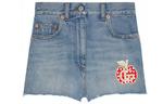 Шорты джинсовые женские Gucci с нашивкой, синий - фото