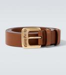 Кожаный ремень с логотипом Miu Miu, Rovere - фото