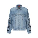 Vision Of Super Джинсовая куртка с принтом в виде огня, Light Blue - фото 2