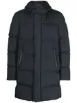 Стеганый пуховик с капюшоном Herno, синий - фото