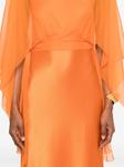 Alberta Ferretti платье макси с кейпом, оранжевый - фото 5