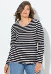 Топ LAURASØN STRIPED LETTUCE HEM LONG SLEEVE, Marine/Dark Blue - фото