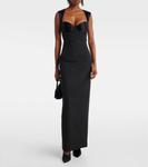 Корсетное платье с вырезом из virgin wool Nina Ricci, Black - фото 2