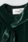 Бархатное платье со съемным шарфом soshiotsuki x Zara, бутылочно-зеленый - фото 6