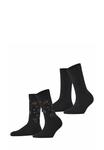 Носки Esprit Flower Rib 2-Pack, Black - фото