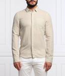 Рубашка мужская Calvin Klein облегающего кроя из хлопка и льна, бежевый - фото