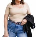 Риббаный укороченный топ в кремовом цвете All : row - фото