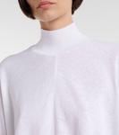 Кроп-свитер из льна с воротником-водолазкой Alaïa, Blanc - фото 4