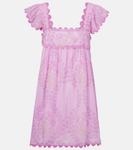 Мини-платье из хлопка с рюшами Juliet Dunn, Violet/ Peach - фото