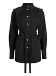 Платье-рубашка мини с поясом PATOU, черный - фото
