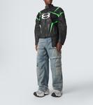 Кожаная куртка с логотипом Balenciaga, черный - фото 2