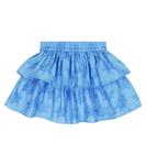 Юбка из хлопкового жаккарда с цветочным принтом Brunello Cucinelli, синий - фото