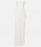 Свадебное платье-бюстье из крепа с драпировкой Alex Perry, белый - фото