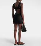 Хлопковое мини-платье крючком в полоску sunset. Anna Kosturova, черный - фото 3