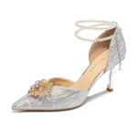 Ainer-cat Ainer cat Slim Heel High Heels 8cm Women's Silver - фото 3