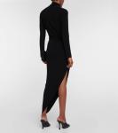 Платье макси из джерси с водолазкой и драпировкой NORMA KAMALI, черный - фото 3