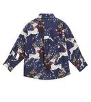 Рубашка из хлопка с оленями Mini Rodini, синий - фото 4