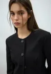 Блейзер без воротника Stradivarius, Black - фото 3