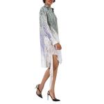 Off-White Grey Black Off-White Spiral Асимметричное платье-рубашка в серо-черном цвете - фото 2