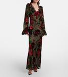 Платье из бархата деворе с цветочным кружевом Rodarte, Red Rose - фото 2