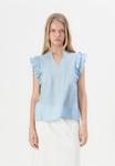 Блуза ONLY ONLRAINA V NECK RUFFLE, Soft Chambray/Light Blue - фото