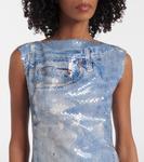 Платье миди с принтом из пайеток Acne Studios, синий - фото 4