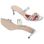 Шлепанцы женские серебряные Gucci - фото 5