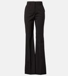 Брюки расклешенные из чистой шерсти Hangar Sportmax, Cioccolato - фото