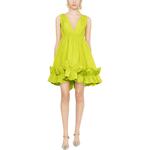 Мини-платье из тафты с рюшами PINKO, желтый - фото 4