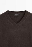 Джемпер Massimo Dutti V-NECK, Mottled Dark Brown - фото 7