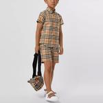 Детская рубашка Burberry, хаки - фото 4