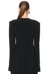Лонгслив Shoulder Pad V Neck Топ Norma Kamali, Black - фото 3