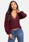 Блуза Friends Like These TRIM V-NECK , Burgundy/Dark Red - фото