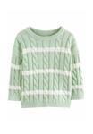 Свитер STRIPE CABLE CREW NECK Next, зеленый - фото 3