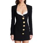 Мини-платье из крепа с декоративными пуговицами BALMAIN, черное - фото 3