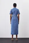Джинсовое платье-рубашка макси Karen Millen, синий - фото 3