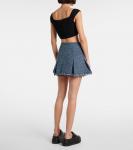 Джинсовые шорты с перфорацией Sacai, индиго - фото 3