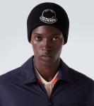 Шапка из ребристой вязки из чистой шерсти Logo Moncler, черный - фото 2