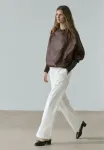 Брюки с вытачками Massimo Dutti, White - фото 4