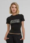 Футболка с принтом TIGHT RHINESTONES FELICIOUS, черный - фото 4