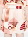 Шелковые шорты с принтом пэчворк FENDI, розовый - фото 5