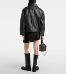 Кожаная байкерская куртка Acne Studios, черный - фото 3