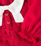 Платье с бантом Self-Portrait Kids, красный - фото 3