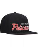 Мужская черная кепка Snapback New Orleans Pelicans Hardwood Classics Script 2.0 Mitchell & Ness - фото 5