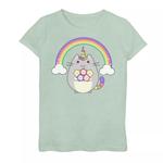 Футболка с портретом и рисунком «Радуга и цветы» для девочек 7–16 лет Licensed Character - фото